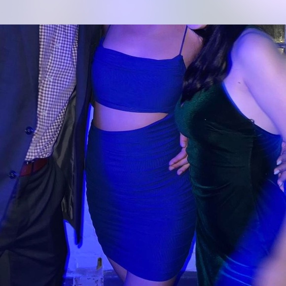 Oh Polly Royal Blue Asymmetrical Dress - Picture 4 of 4